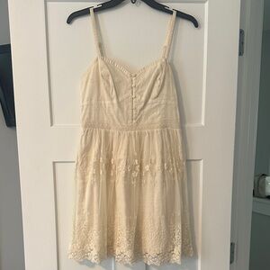 American Eagle Outfitters Ivory Button-Up Dress